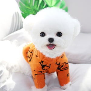 Orange Elephant Dog Sweater fits small to medium dogs.