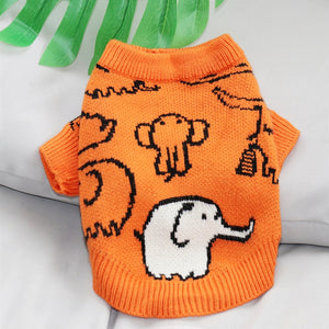 This Orange Elephant Dog Sweater is a fun addition to your buddy's wardrobe. 