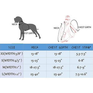 Please measure your dog against this size chart before ordering.