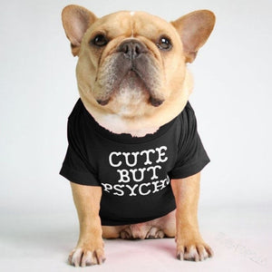 Black "Cute But Psycho" Dog T-Shirt