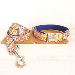 Boho Bow Tie Dog Collar & Leash Set | Personalized Free