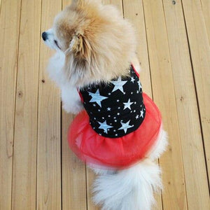 This Patriotic Stars Dog Dress is perfect for small breed dogs for dressing your pup up for Memorial Day, Fourth of July,  Labor Day and Veterans' celebrations.