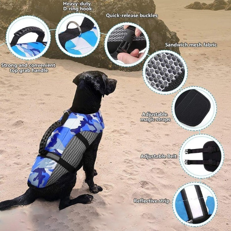 XXS-XXL Dog Life Vest Summer Printed Pet Life Jacket Dog Safety Clothes Dogs  Swimwear Pets