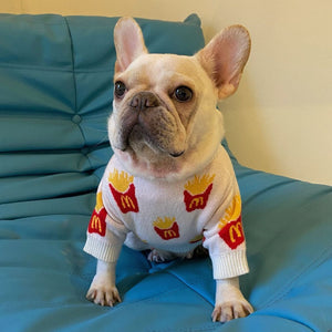 This McD french fries dog sweater is perfect for small to medium dogs.