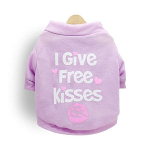 Lavender "I Give Free Kisses" Dog T-Shirt