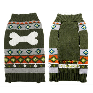 Green Bone Dog Sweater front and back