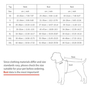 Please measure your dog agains this size chart before ordering.