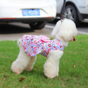 Pink Bow Floral Dog Dress is made of 100% cotton and fits small dogs.