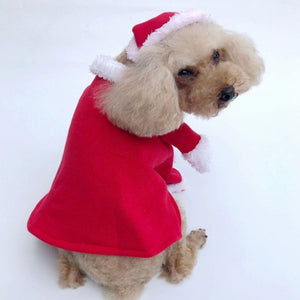 This Santa Dog Suit is easy to put on.