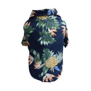 Navy Pineapple Hawaiian Dog Shirt
