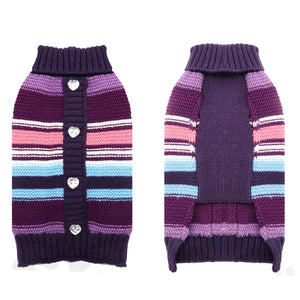 Front and back for Purple Stripe Dog Sweater