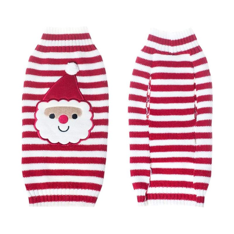 Red Striped Santa Christmas Sweater fits small to medium dogs.