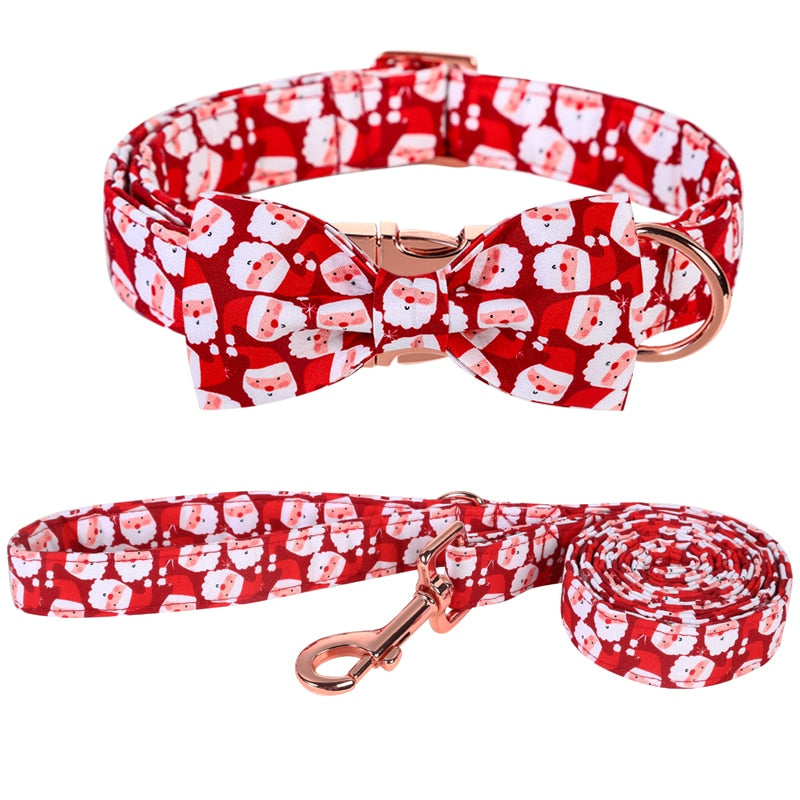 Santa Baby Christmas Bow Tie Dog Collar & Leash Set | Personalized Free