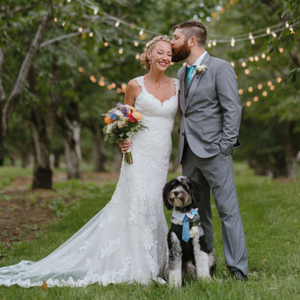 Jennifer's wedding included her dog Appa, wearing the charcoal gray vest in 2XL.