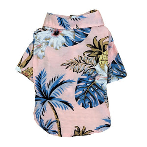 Pink Coconut Palm Hawaiian Dog Shirt
