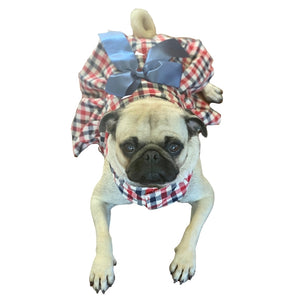 Pretty Plaid Dog Party Dress suits small dogs, no larger than a Pug.