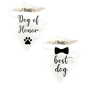 Include your dog in your wedding with these Dog of Honor or Best Dog bandanas.