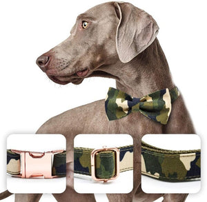 Weimaraners and large dogs breeds look dapper wearing this Camouflage Bow Tie Dog Collar.