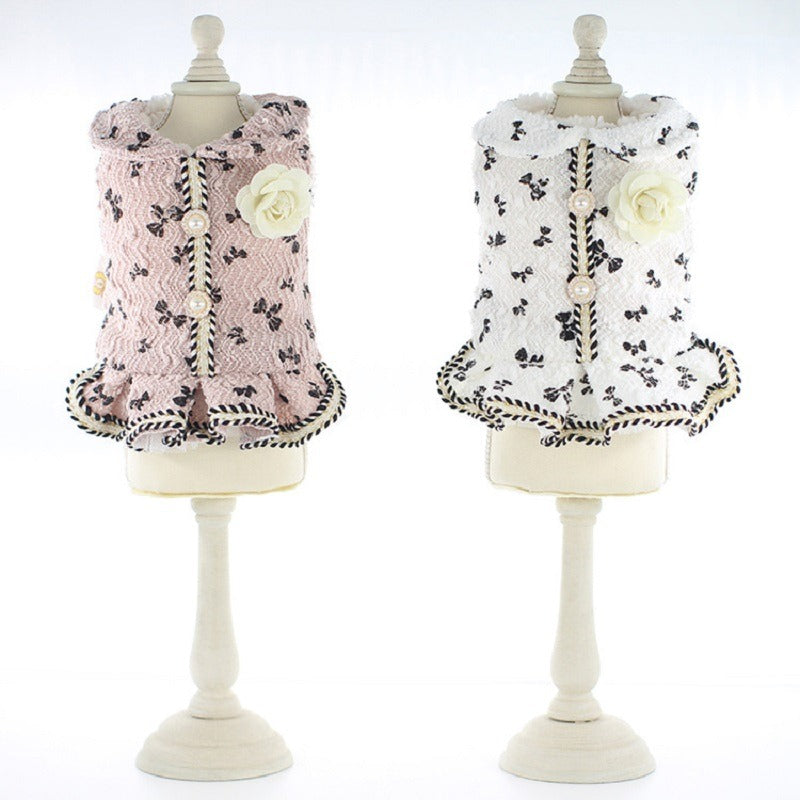 Available in Pink or White, this Chic Fleece-Lined Winter Princess Dog Dress Coat will have your girl cozy and stylish this autumn/winter. 