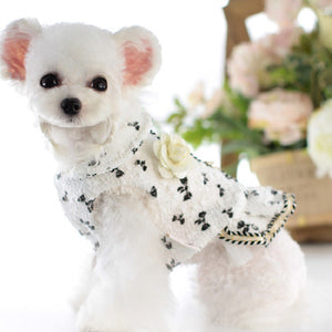 This Chic Fleece-Lined Winter Princess Dog Dress Coat fits small dogs.