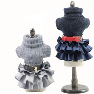 Available in 2 colors, this Chic Turtleneck Sweater Dog Dress will have your pup strutting her stuff this autumn/winter