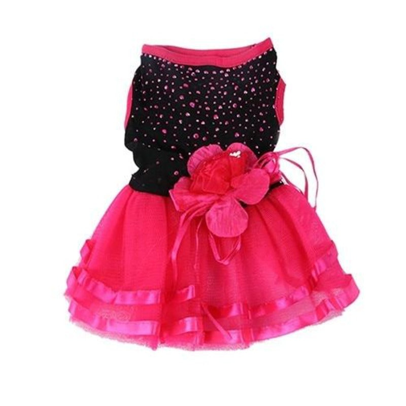 Your dancing queen will be ready to show her puppy moves with this Hot Pink & Black Flamenco Dog Party Dress.