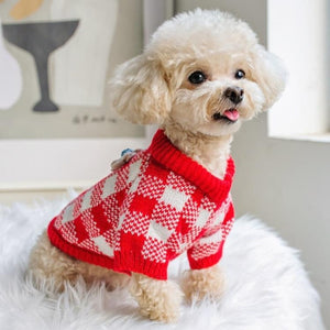 Red Floral Dog Sweater 