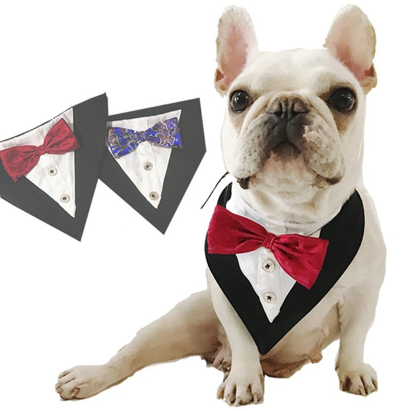 Your dog will look dapper in this 2-Button Tuxedo Bandana.