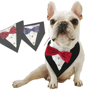 Your dog will look dapper in this 2-Button Tuxedo Bandana.