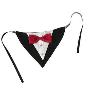2-Button Tuxedo Bandana with Red Bow Tie