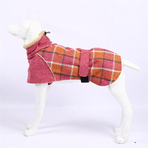 Pink Plaid Hunting Lodge Dog Coat for medium and large breed dogs.