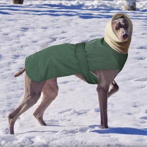 This comfy large dog winter coat has an extended neck and 3-layer thermal lining. It's suitable for large breed dogs, including Greyhound, Golden Retriever, Labrador, German Shepherd, Boxer, Weimaraner and more.
