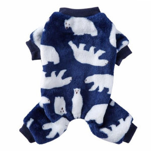 Cozy and warm, these Polar Bear-print dog PJs are what doggy dreams are made of for those cool winter nights. 
