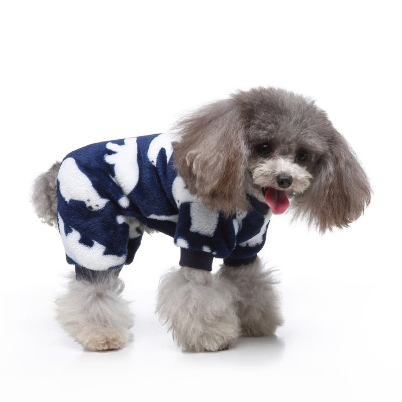 Cozy and warm, these Polar Bear-print dog PJs are what doggy dreams are made of for those cool winter nights. 
