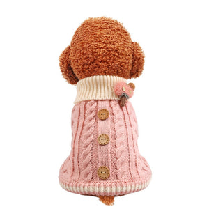 Pink Cute-as-a-Button Knit Dog Sweater