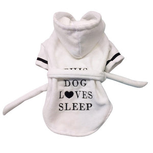 Nothing is cuter than our "This Dog Loves Sleep" hooded bathrobe.