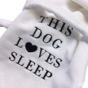  This dog bathrobe is the perfect stylish lounging accessory for small and medium dog breeds.
