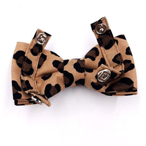 Luscious Leopard Harness Set comes with a hand-sewn  bow tie that's detachable.