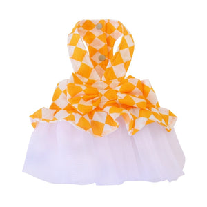 You'll girl will look like a puppy princess in this Gold Diamonds Party Dog Dress, with bubble tulle skirt. 