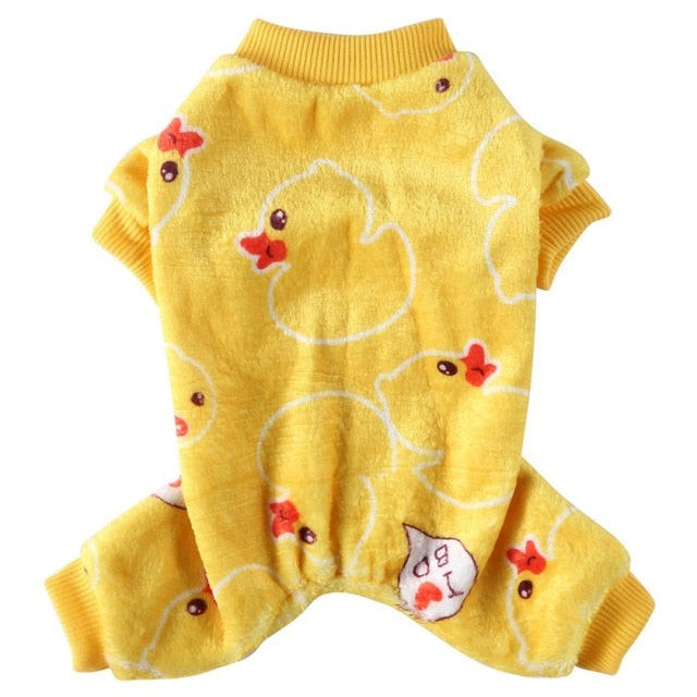 Cozy and warm, these yellow Rubber Ducky PJs are what doggy dreams are made of for those cool winter nights