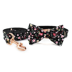 Our luxurious Black Floral Bow Tie Dog Collar & Leash Sets are best sellers.