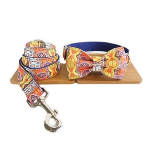 Boho Bow Tie Collar & Leash Set | Personalized Free