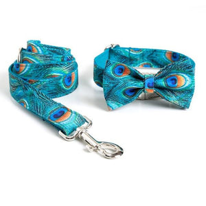 Our luxurious  Peacock Polka Dot Bow Tie Dog Collar & Leash Sets are best sellers.