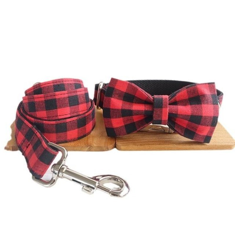 Our Lumberjack Red Plaid Bow Tie Dog Collar & Leash Set is perfect for Christmas.