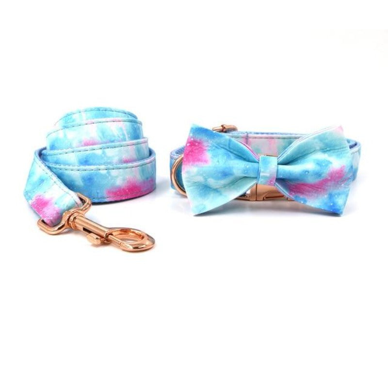 Our luxurious Tie-Dye Bow Tie Dog Collar & Leash Sets are best sellers.
