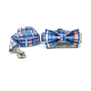 Pastel Plaid Dog Collar & Leash Set | Personalized Free