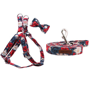 This elegant Night Rose Garden 3-Piece Harness matching set includes a Dog Harness, Bow Tie Collar & Leash. 