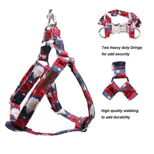 Night Rose Garden Harness Set features heavy duty stainless steel claps and durable D-rings.