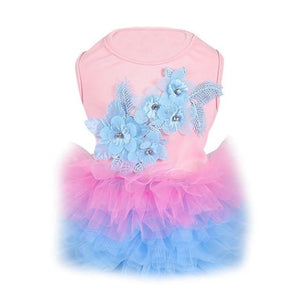 Pink Floral Bubble Tutu Dog Party Dress is perfect for summer celebrations.