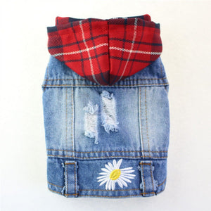 Your little dude or dudette will look super cool in this Red Plaid Hoodie Denim Jacket on spring walks.